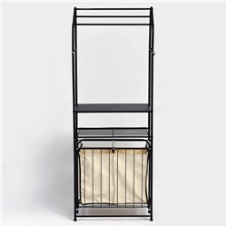 Стеллаж с двойной корзиной для белья и перекладинами, 2-х ярусный, 60×35×160 см, чёрный