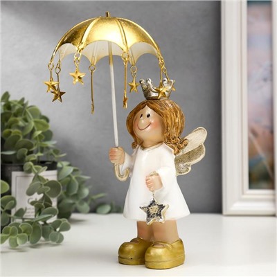 Фигурка полистоун «Ангел-принцесса со звёздочкой под зонтом», 20.5×11×11 см, МИКС