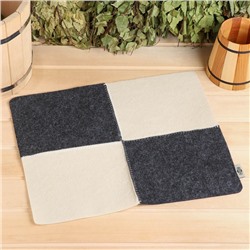 Коврик - сидушка для бани и сауны «Шахматы», 47×38 см, шерсть 30%, полиэфир 70%, серо-белый, «Добропаровъ»