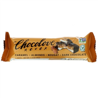 Chocolove, Caramel, Almond & Nougat in Dark Chocolate, 12 Bars, 1.4 oz (40 g) Each