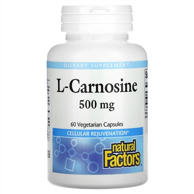 Natural Factors, L-Carnosine, 500 mg, 60 Vegetarian Capsules