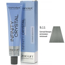 CONCEPT Infinity Crystal Гелевый полуперманентный краситель для волос 9/11 светлый блондин интенсивно-пепельный 60 мл