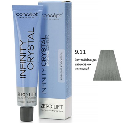 CONCEPT Infinity Crystal Гелевый полуперманентный краситель для волос 9/11 светлый блондин интенсивно-пепельный 60 мл