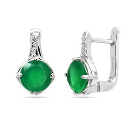Серьги из серебра зеленый агат, Жюли