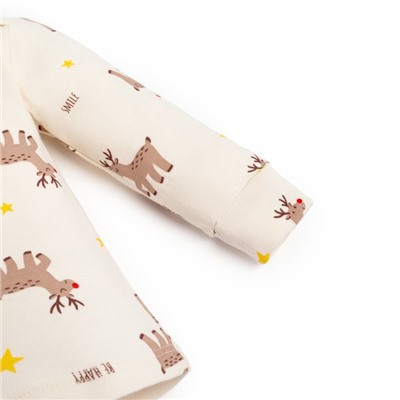 Костюм детский (джемпер, брюки) «Крошка Я» Merry Xmas, рост 80-86 см, бежевый