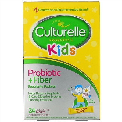Culturelle, Kids, пробиотик + клетчатка, для нормальной работы кишечника, для детей от 1 года, 24 порционных пакетика