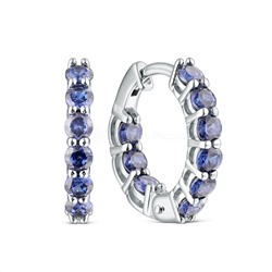 Серьги из серебра с фианитами цвета танзанит родированные 925 пробы С-7208рс264