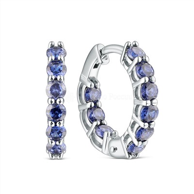 Серьги из серебра с фианитами цвета танзанит родированные 925 пробы С-7208рс264