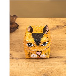 Корзинка «Кот», 10×10×13 см, бамбук, рыжая