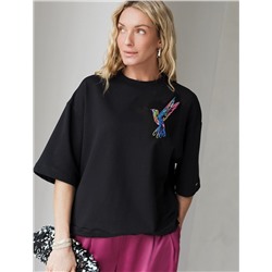 Футболка из тонкого эластичного футера со шнуром внизу