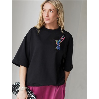 Футболка из тонкого эластичного футера со шнуром внизу