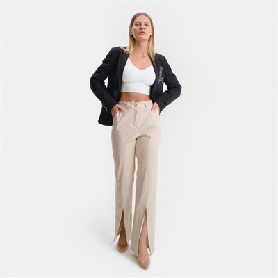 Брюки из экокожи женские, молочные, размер 48-50