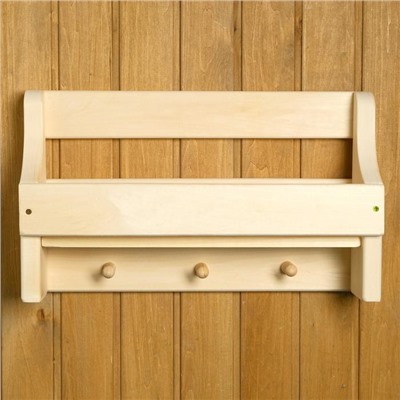 Полка - вешалка для бани и сауны «Универсальная», 50×30×12 см, деревянная, 3 крючка, «Добропаровъ»