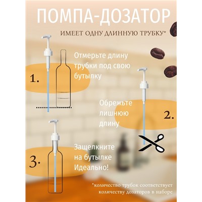 Набор помпа - дозатор для сиропа, белая, универкальная 3 шт., (31-32 мм), 10 мл