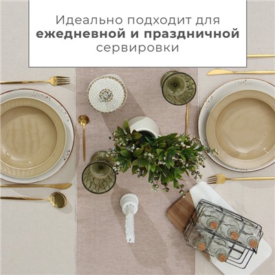 Дорожка на стол Этель, бежевая, 33×182 см, 100% хлопок