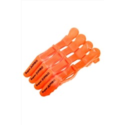 Harizma Набор зажимов для волос усиленные / Jumbo, 14 см, 4 шт., оранжевый KRISTALLER, 1108320