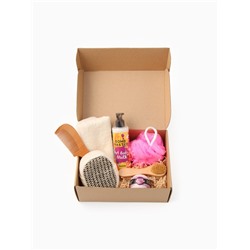 Набор подарочный «Этель», полотенце 30×60 см, мочалка, щётка