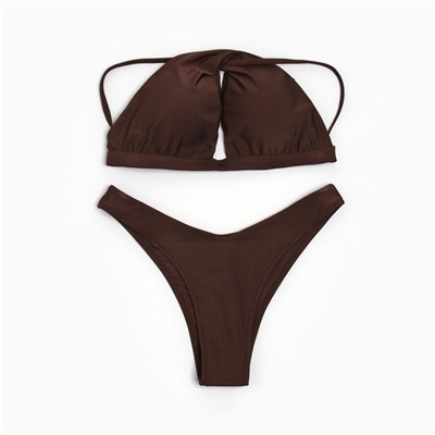 Купальник раздельный с люрексом женский MINAKU, цвет кофе, размер 48