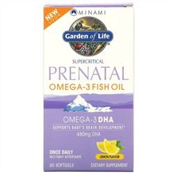 Minami Nutrition, Supercritical Prenatal, рыбий жир омега-3 со вкусом лимона, 60 мягких желатиновых капсул