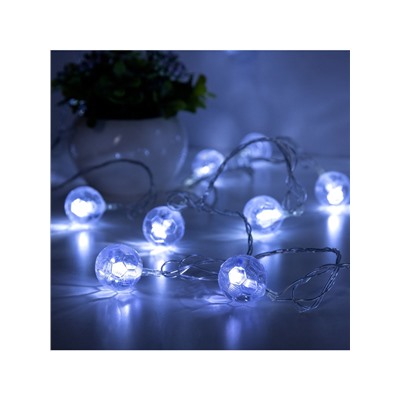 Гирлянда «Нить» 5 м с насадками «Футбольный мяч», IP20, прозрачная нить, 20 LED, свечение белое, 8 режимов, 220 В