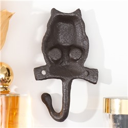 Настенный крючок декоративный «Филин», чугун, панно-ключница, 12×7×3 см