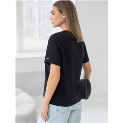 Нарядная футболка с принтом фольгой из премиального хлопка с эластаном