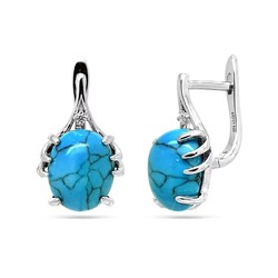 Серьги из серебра бирюза пресс., МЦВА174