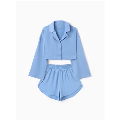 Пижама женская (рубашка, шорты) женская MINAKU: Home collection, небесно-голубая, размер 50