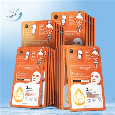 Антивозрастная трехступенчатая система с коллагеном для ухода за кожей лица Bioaqua