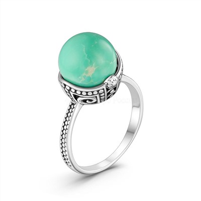 Кольцо из серебра с бирюзой родированное 925 пробы к-5000ош438н