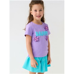 Комплект трикотажный для девочек: фуфайка (футболка), шорты