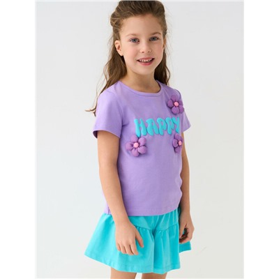 Комплект трикотажный для девочек: фуфайка (футболка), шорты