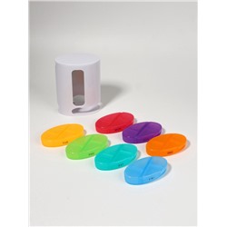 Таблетница - органайзер «Неделька», английские буквы, 12×6×5.9 см, 7 контейнеров по 4 секции, разноцветная