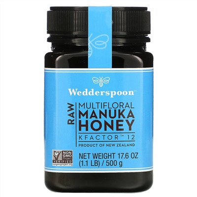 Wedderspoon, Raw Multifloral Manuka Honey, KFactor 12, 1.1 lb (500 g)
