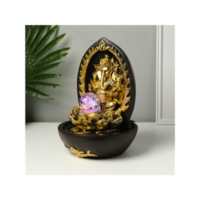 Фонтан настольный с подсветкой «Ганеша в арке у лотоса», от сети, 22×22×31 см