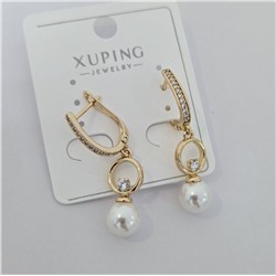 Серьги коллекция "Xuping" покрытие позолота, вставка: искусственный жемчуг и фианиты, арт.004.031