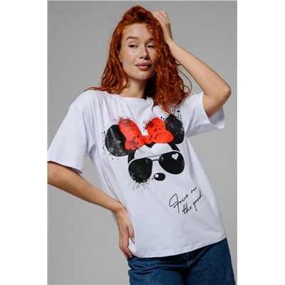 8506/1 Футболка женская оверсайз (Белый_минни)