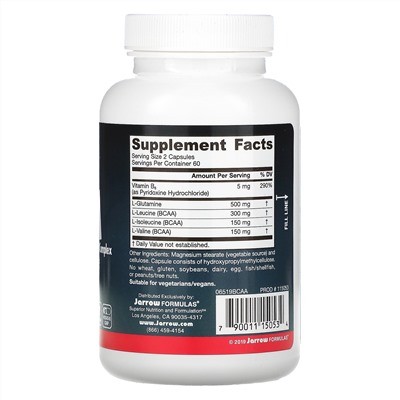 Jarrow Formulas, комплекс BCAA, 120 растительных капсул (Discontinued Item)
