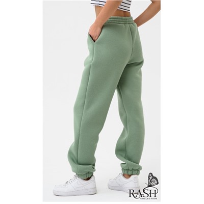 Джоггеры с начесом оливка