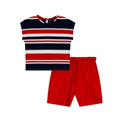 Комплект трикотажный для девочек: фуфайка (футболка), шорты