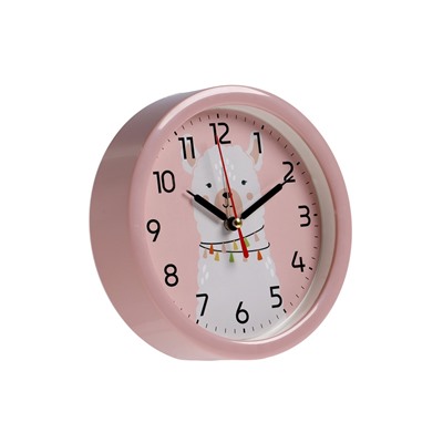 Будильник «Альпака», плавный ход, d=15 см, розовый
