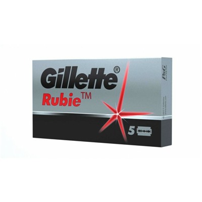 Лезвия для бритья классические двусторонние Джиллетт(ʤɪˈlet) Rubie Stainless 5шт.(20X5шт. =100 лезвий) на карте (Оригинал)