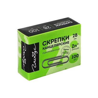Скрепки канцелярские GLOBUS, 28 мм, 100 шт., оцинкованные