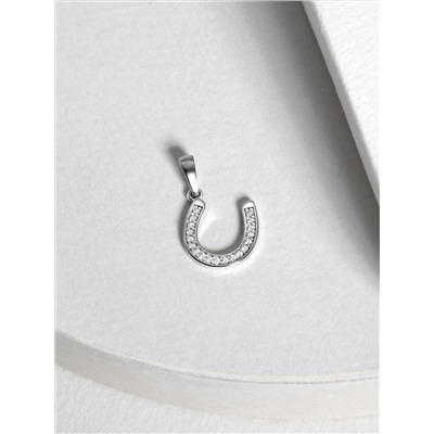 Подвеска из серебра с фианитами родированная - Подкова на удачу 3-002р200