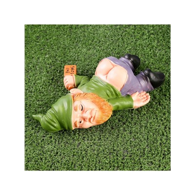 Садовая фигура из полистоуна «Гном спящий-пьяный», 23×16×7 см