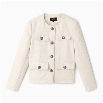 Жакет женский твидовый MIST, размер 44, молочный