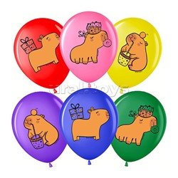 Шар (12''/30 см) Капибары, Ассорти, пастель, 1 ст, 25 шт.