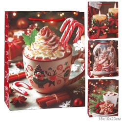 Пакет подарочный 18x23x10см / 5580M /уп 12/720/Новый год