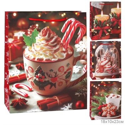 Пакет подарочный 18x23x10см / 5580M /уп 12/720/Новый год