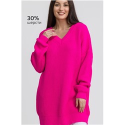 Женский удлиненный вязаный свитер оверсайз с V вырезом Happyfox